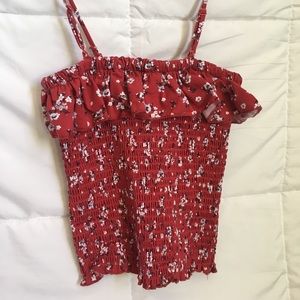 Red Top with Little Flower